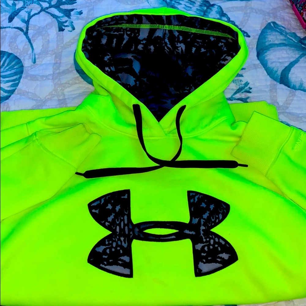 neon yellow under armor hoodie